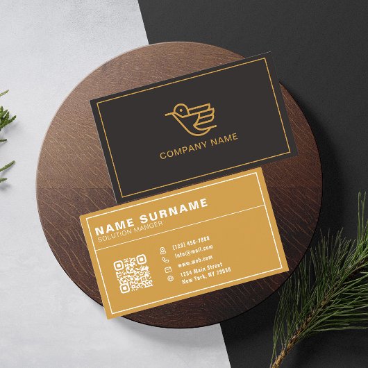 QR-Code-Geschäftslogo | Schwarz Modern Professione Visitenkarte