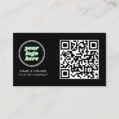 QR-Code-Geschäftslogo | Schwarz Modern Professione Visitenkarte (Vorderseite)