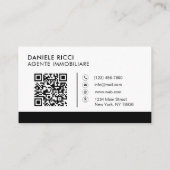 QR-Code-Geschäftslogo | Schwarz Modern Professione Visitenkarte (Rückseite)