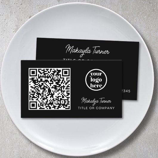 QR-Code Geschäftslogo Schwarz Modern Professionell Visitenkarte