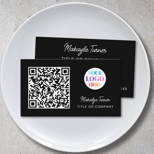 QR-Code Geschäftslogo Schwarz Modern Professionell Visitenkarte