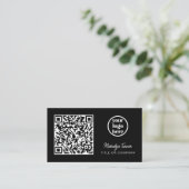 QR-Code Geschäftslogo Schwarz Modern Professionell Visitenkarte (Stehend Vorderseite)