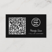 QR-Code Geschäftslogo Schwarz Modern Professionell Visitenkarte (Vorderseite)