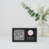 QR-Code Geschäftslogo Schwarz Modern Professionell Visitenkarte (Stehend Vorderseite)