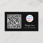 QR-Code Geschäftslogo Schwarz Modern Professionell Visitenkarte (Vorderseite)
