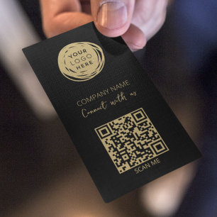 QR-Code Geschäftslogo Schwarz Modern Visitenkarte