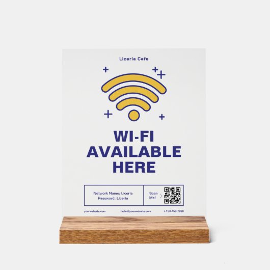 Qr-Code Geschäftsname Minimale WiFi-Details Acrylschild (Vorderseite)