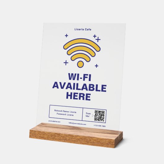 Qr-Code Geschäftsname Minimale WiFi-Details Acrylschild (Winkel)