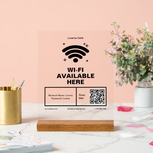 Qr-Code Geschäftsname Minimale WiFi-Details Acrylschild (Hochzeit)