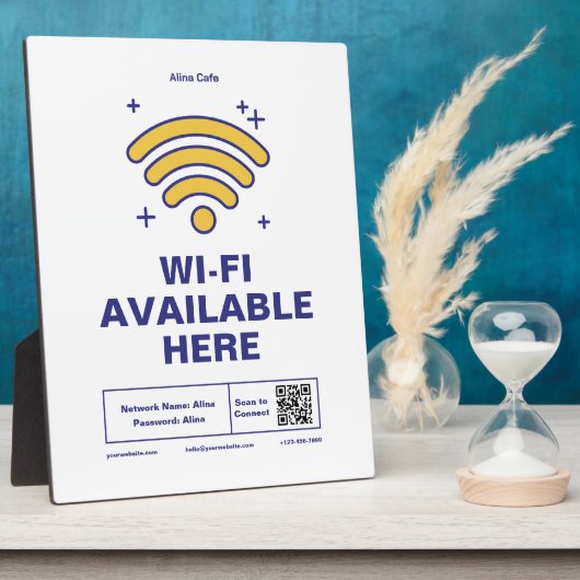 Qr-Code Geschäftsname Minimale WiFi-Details Fotoplatte (Seite)