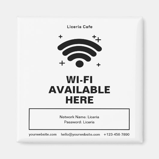 Qr-Code Geschäftsname Minimale WiFi-Details Magnet (Vorne)
