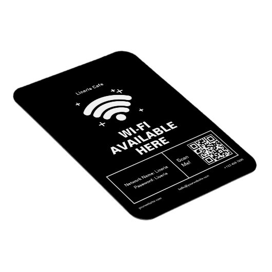 Qr-Code Geschäftsname Minimale WiFi-Details Magnet (Rechte Seite)