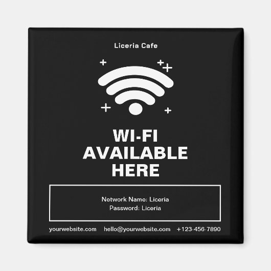 Qr-Code Geschäftsname Minimale WiFi-Details Magnet (Vorne)