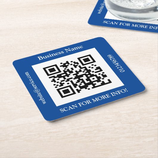 QR Code Geschäftsname, Website Promo, Deep Blue Rechteckiger Pappuntersetzer (angewinkelt)