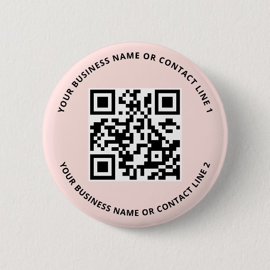 QR-Code Geschäftsvorlage Blush Pink Button (Vorderseite)