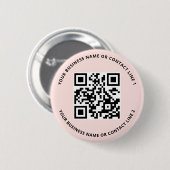QR-Code Geschäftsvorlage Blush Pink Button (Vorne & Hinten)