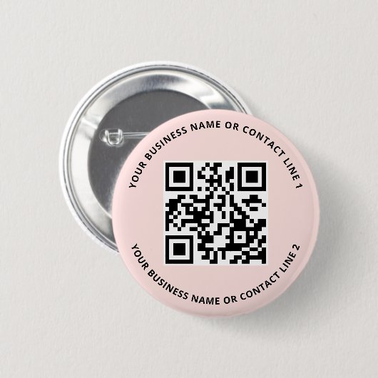 QR-Code Geschäftsvorlage Blush Pink Button (Vorne & Hinten)