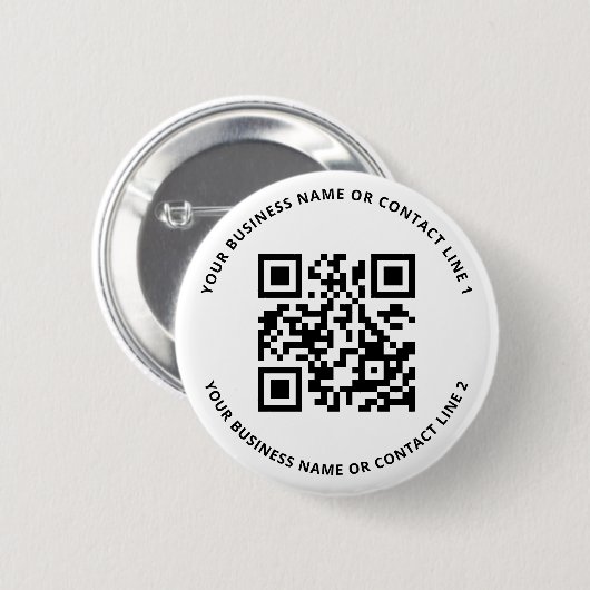 QR-Code Geschäftsvorlage Weiß Button (Vorne & Hinten)
