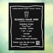 QR Code Geschäftszeiten für Black & White Cafe Fensteraufkleber (Blatt 3)