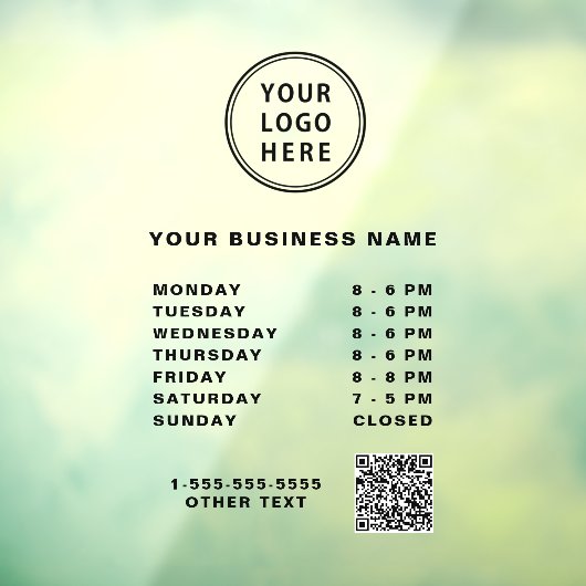 QR-Code Geschäftszeiten für Logos Fensteraufkleber (Blatt 3)