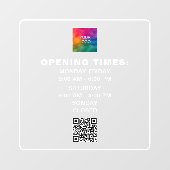 QR-Code Geschäftszeiten Hochladen von Logos Minima Fensteraufkleber (Blatt)