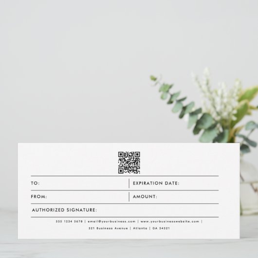 QR-Code-Geschenkgutschein für Blumengeschäfte (Stehend Vorderseite)