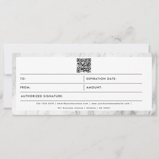 QR-Code-Geschenkgutschein für Chic Marble-Firmenlo (Vorderseite)