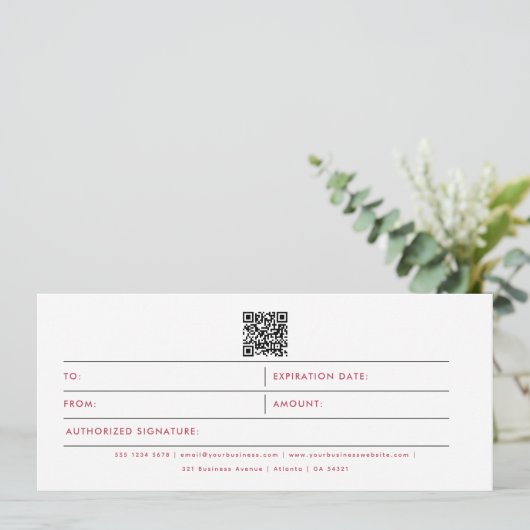QR-Code-Geschenkgutschein für Rosen-Firmenlogos (Stehend Vorderseite)