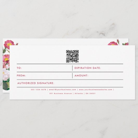 QR-Code-Geschenkgutschein für Rosen-Firmenlogos (Vorne/Hinten)