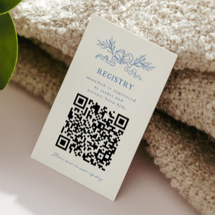 QR-Code-Geschenkliste Blue Ribbon Baby Shower Begleitkarte