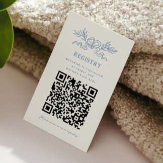 QR-Code-Geschenkliste Blue Ribbon Baby Shower Begleitkarte