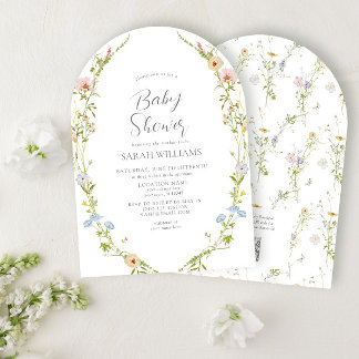 QR Code Geschlecht Neutrale Wildblume Babydusche Einladung