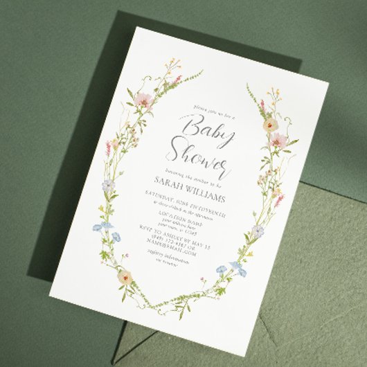 QR Code Geschlecht Neutrale Wildblume Babydusche Einladung