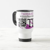 QR-Code-Gesichtsmaler Firmenname Auto Tipps Reisebecher (Vorderseite Links)