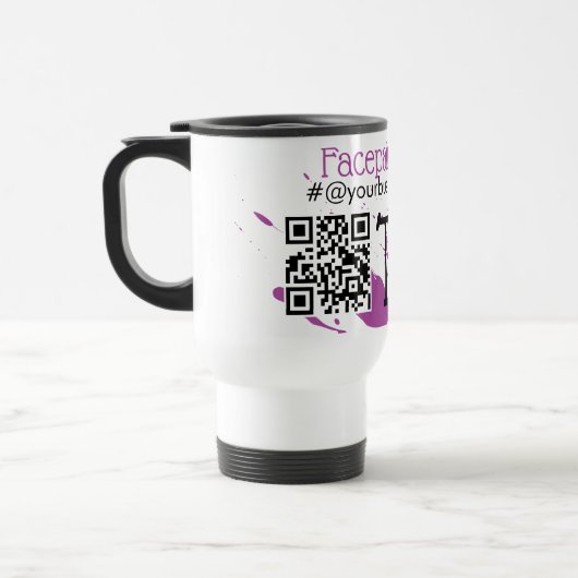 QR-Code-Gesichtsmaler Firmenname Auto Tipps Reisebecher (Links)