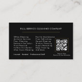 QR-Code-Gewerbereinigung Schwarz Gold Visitenkarte (Rückseite)