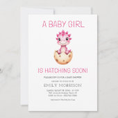 QR Code Girl Dinosaur Hatching Soon Baby Shower Einladung (Vorderseite)