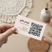 QR Code Girly Brush Calligraphy Blush Pink Visitenkarte