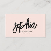 QR Code Girly Brush Calligraphy Blush Pink Visitenkarte (Vorderseite)