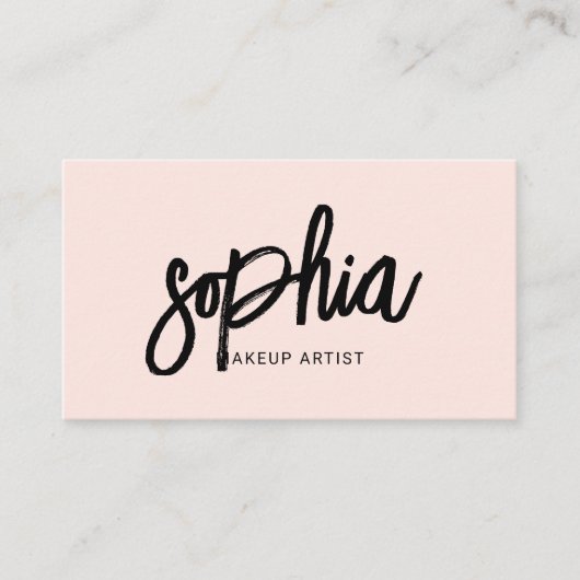 QR Code Girly Brush Calligraphy Blush Pink Visitenkarte (Vorderseite)