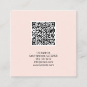 QR Code Girly Brush Calligraphy Pink QR Quadratische Visitenkarte (Rückseite)