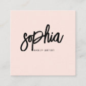 QR Code Girly Brush Calligraphy Pink QR Quadratische Visitenkarte (Vorderseite)