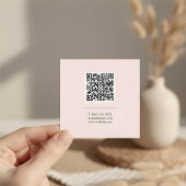 QR Code Girly Minimal Beruflich Blush Pink Quadratische Visitenkarte