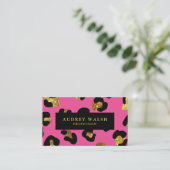 QR CODE Glam Glitzer Gold Fuchsia Leopard Print Visitenkarte (Stehend Vorderseite)