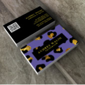 QR CODE Glam Glitzer Lila Leopard Print Luxe Visitenkarte