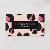 QR CODE Glam Pink Black BLUSH Leopard Druck Visitenkarte (Vorderseite)