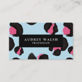 QR CODE Glam Pink Black Light Leopard Print  Visitenkarte (Vorderseite)