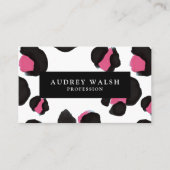 QR CODE Glam Pink Schwarz-weiß Leopard Druck Visitenkarte (Vorderseite)