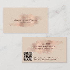 QR CODE Glam Rose Gold Imitate Folie rot Stilvoll Visitenkarte