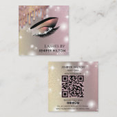 Qr-Code glittery trendy Lashes Makeup eye Quadratische Visitenkarte (Vorne/Hinten)